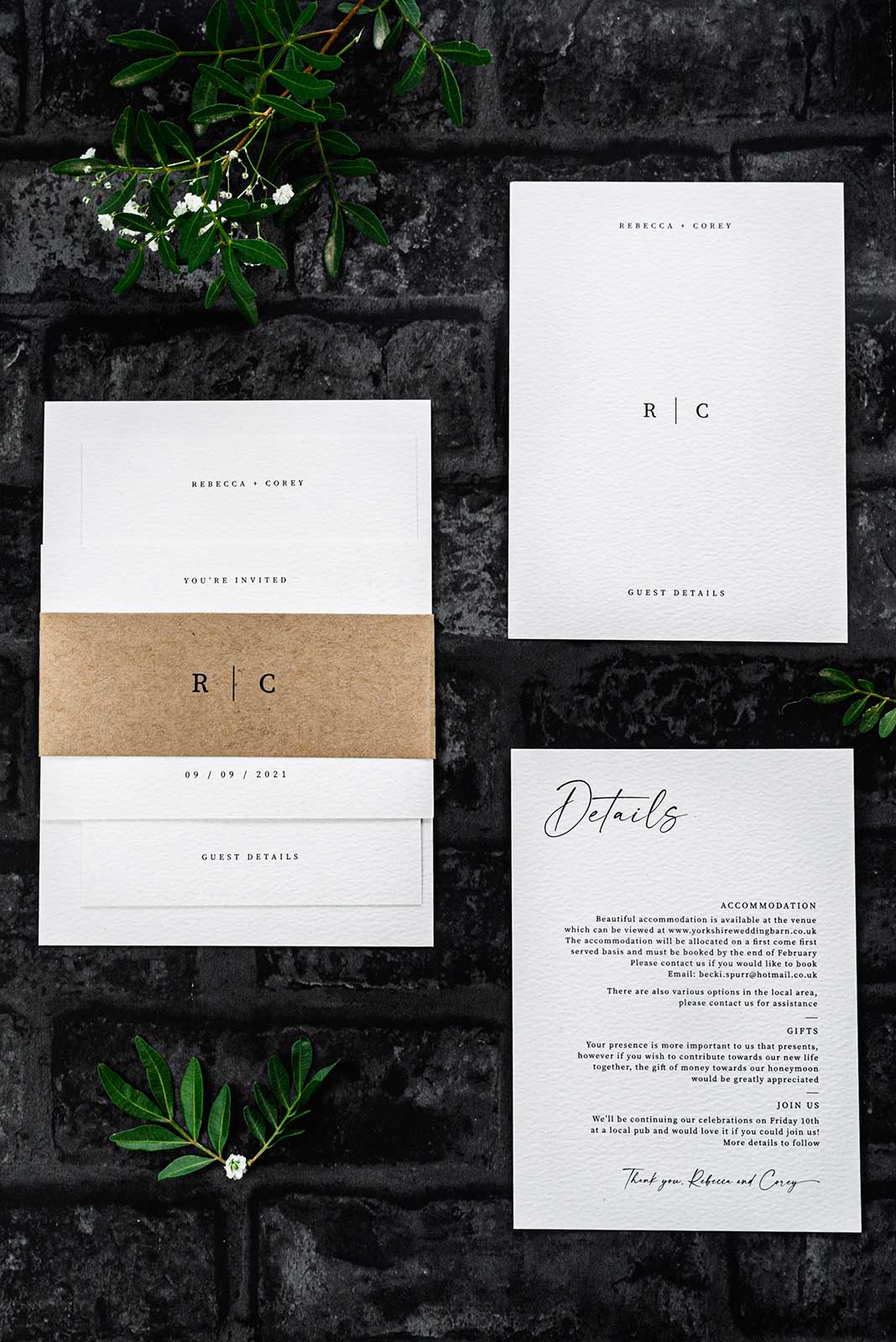 minimalist wedding invitation suite