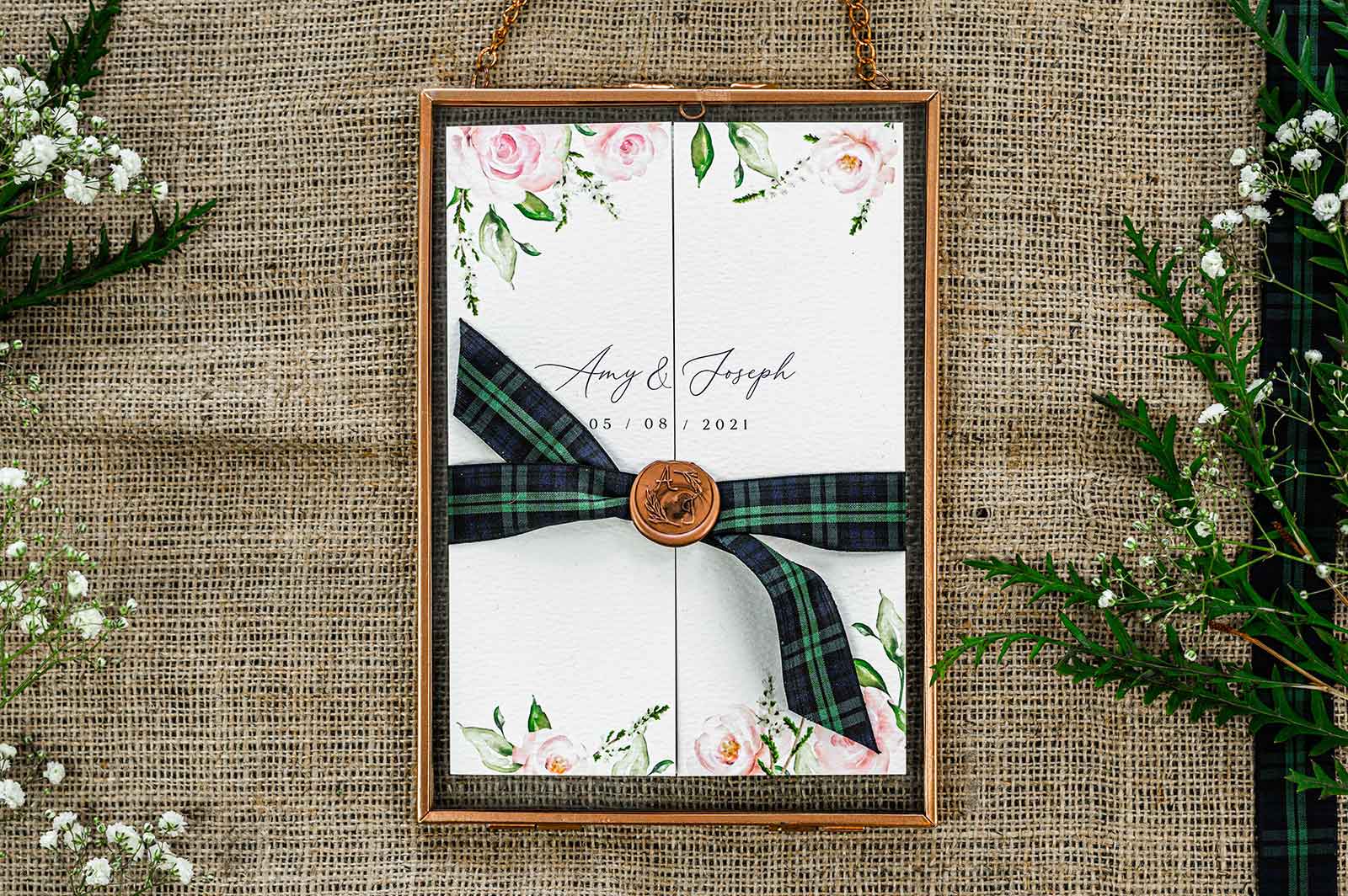 Scottish tartan wedding invite
