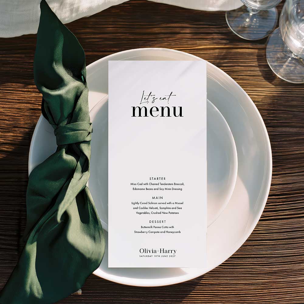 Sharrow Wedding Menu